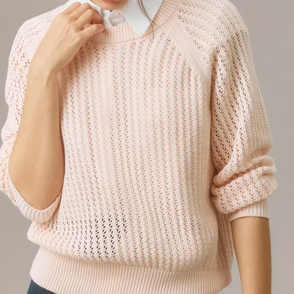 Varley Women's Clay Open Knit Sweater Baby Pink Jumper Sz XS